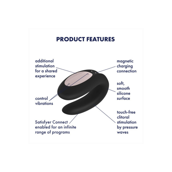 Stimulateur noir connecté Double Joy Satisfyer 